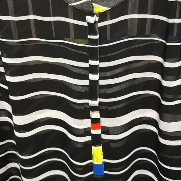 a.n.a. Sheer black and multi-color striped top size 1X - Picture 4 of 9